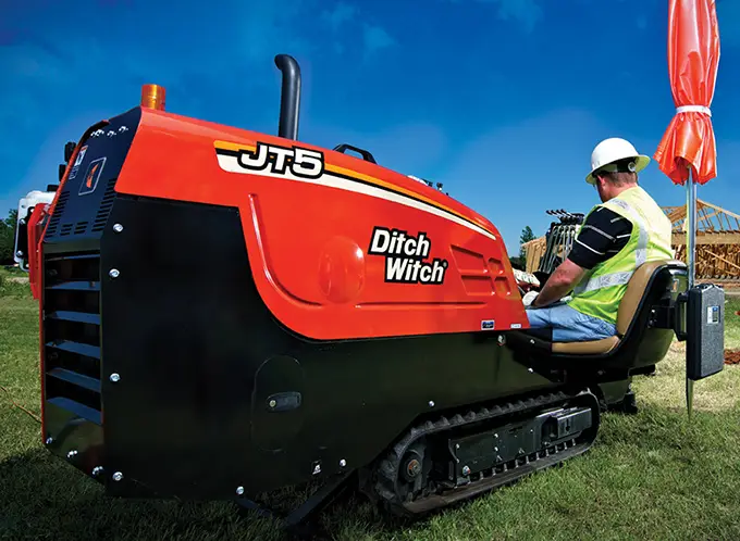 High-tech directional drilling equipment used for no-dig water line replacement services.