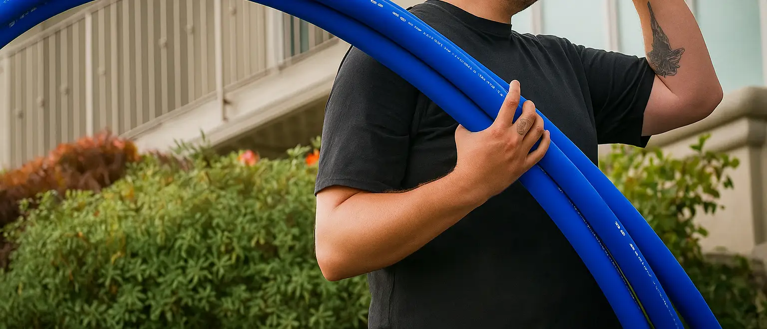 Akers technician performing a water line replacement in Seattle